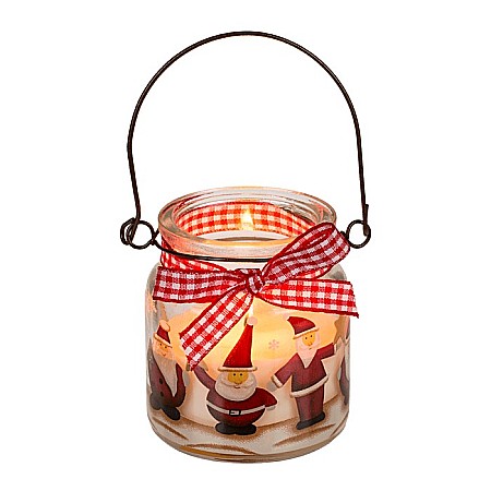 BLU SUPORT LUMANARE DIN STICLA 6*6.5CM CU MANER METALIC, COUNTRY CHRISTMAS 945044 [1]