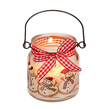 BLU SUPORT LUMANARE DIN STICLA 6*6.5CM CU MANER METALIC, COUNTRY CHRISTMAS 945044 [3]