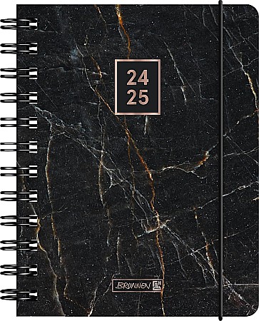 BR AGENDA SCOLARA SPIRA A6 PP DATATA ZILNIC 2024-2025 CU ELASTIC BLACK MARBLE 71755085/71855085 [0]