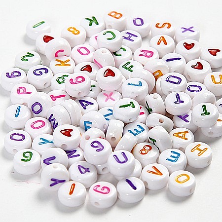 Margele din plastic/ sticla - CC MARGELE PLASTIC CU LITERE 7 MM 200/SET ALBE 699070