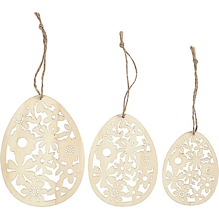 Figurine si Accesorii Paste - CC DECORATIUNI LEMN SUSPENDATE - OUA DE PASTE 3/SET 56910