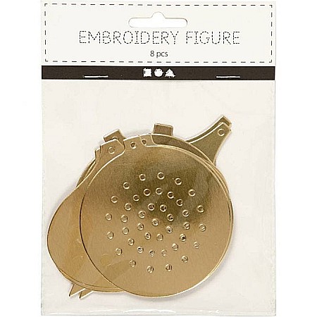 CC ORNAMENTE CRACIUN PT BRODAT, AURII, 8.-12 cm. HOLE SIZE 3 MM, 8/SET 219611 [1]