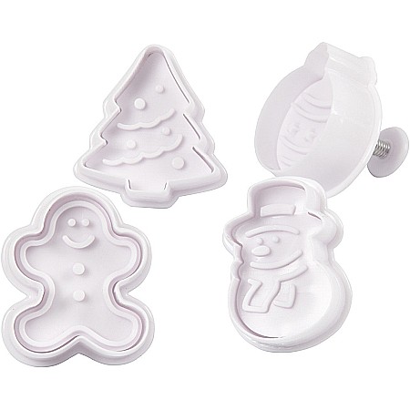 Forme Turnare, Modelare - CC FORME PLASTIC CU STAMPILA Cookie Cutters With Stamp 4/SET 782870