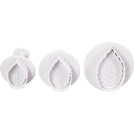 Forme Turnare, Modelare - CC FORME PLASTIC CU STAMPILA Cookie Cutters With Stamp, Leaf, 3,4+4,4+4,9 cm, 3/SET 782878