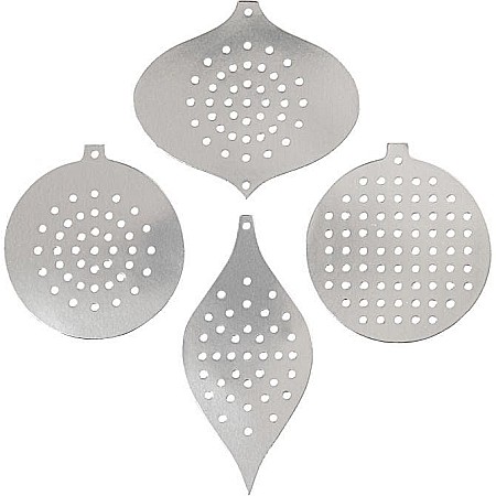 Broderie - CC ORNAMENTE CRACIUN PT BRODAT, ARGINTII, 8.5- 12 CM, HOLE SIZE 3 MM, 8/SET 219612