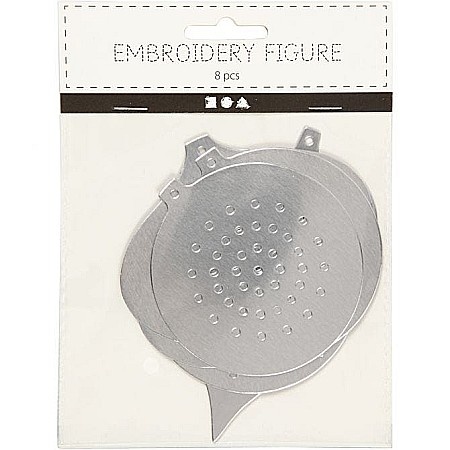 CC ORNAMENTE CRACIUN PT BRODAT, ARGINTII, 8.5- 12 CM, HOLE SIZE 3 MM, 8/SET 219612 [1]