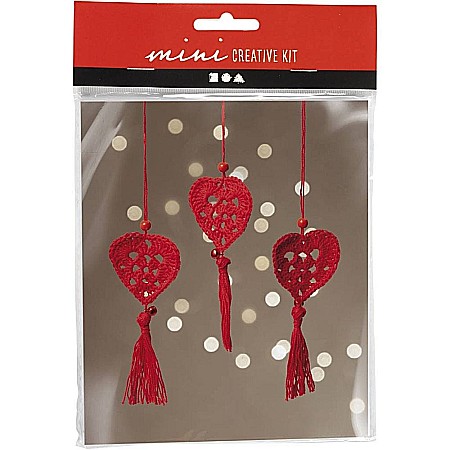 Seturi creative Christmas - CC MINI KIT CREATIV CRACIUN DECORATIUNI SUSPENDATE CROSETATE INIMI 977482