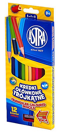 RECHIZITE SCOLARE - AS CREIOANE COLORATE 12/SET TRIUNGHIULARE + ASCUTITOARE ASTRA 312110002