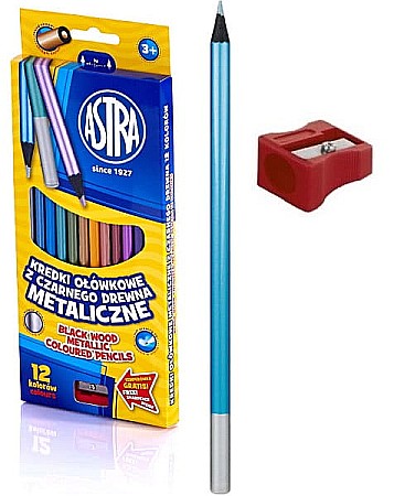 AS SET 12 CREIOANE COLORATE METALIZATE LEMN NEGRU ASTRA SI ASCUTITOARE 312114002 [2]