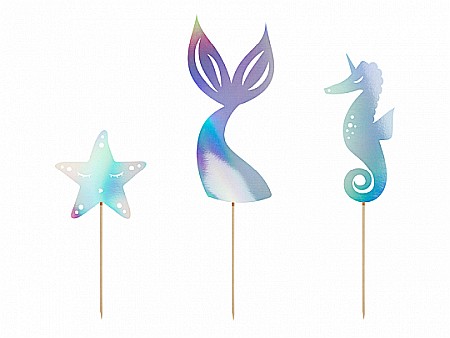 Decoratiuni/ Lumanari Tort/ Briose - PD DECORATIUNI PENTRU TORT Mermaid, iridescent, 24.5cm 3/set KPT47-017