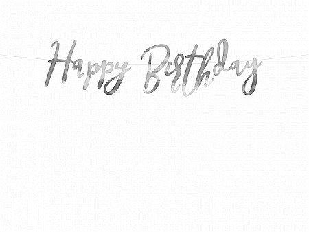 ARTICOLE PARTY - PD BANNER Happy Birthday, silver, 16.5 x 62 cm GRL75-018M