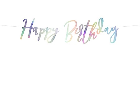 ARTICOLE PARTY - PD BANNER Happy Birthday, iridescent, 16.5x62cm GRL75-017