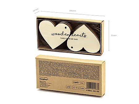 PD ACCESORII DIN LEMN, Wooden place cards Hearts, 6x5cm 10/SET WS1-100 [5]