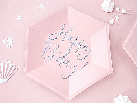 PD FARFURII CARTON Happy B'day!, light powder pink, 20cm 6/set TPP63-081PJ [2]