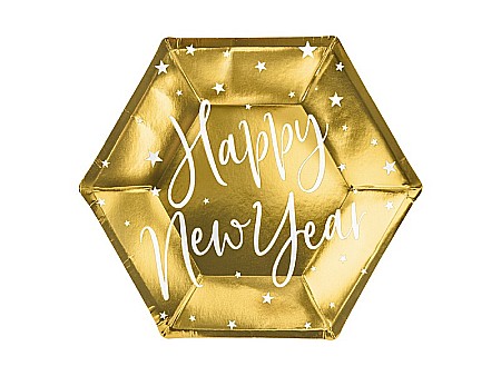 PD FARFURII CARTON Happy New Year, gold, 20cm 6/SET TPP64-019M [1]