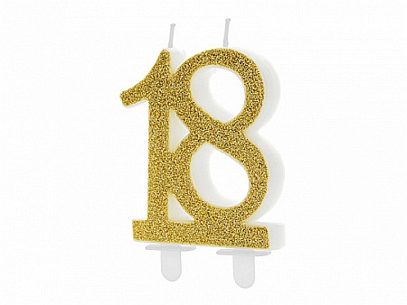 PD LUMANARE TORT Birthday candle, Number 18, gold, 7.5cm SCU5-18-019 [1]
