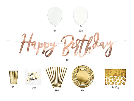 PD SET DECORATIUNI PARTY Birthday, gold 60 piese SET14 [1]