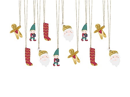 Ambalaje cu Spirit de Sărbătoare - PD ETICHETE CADOU, Gift tags Santa, mix 12/SET ZDZ18