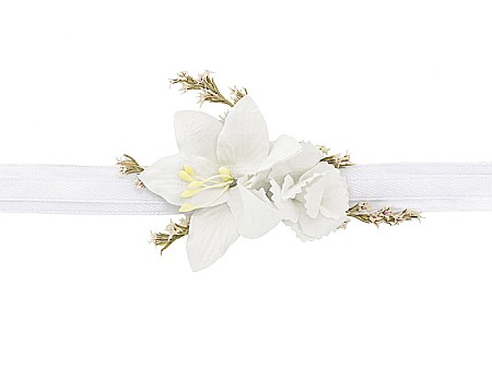 Nunti, botezuri - PD BRATARA FLORI flower wrist corsage, white KORS3