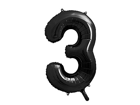 ARTICOLE PARTY - PD BALON FOLIE ALUMINIU Number "3", 86cm, black FB1M-3-010