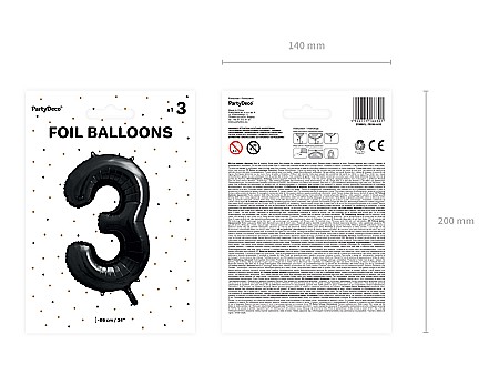 PD BALON FOLIE ALUMINIU Number "3", 86cm, black FB1M-3-010 [5]