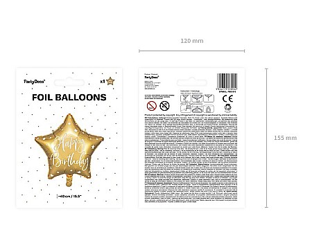 PD BALON FOLIE ALUMINIU& Happy Birthday, 40cm, gold FB93-019 [2]