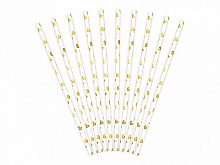 PD PAIE DIN HARTIE PENTRU BAUTURI hearts gold, 19.5cm 10/set SPP7M-019 [1]