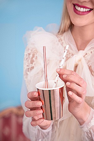 PD PAIE DIN HARTIE PENTRU BAUTURI hearts light rose gold, 19.5cm 10/set SPP7M-019RJ [2]