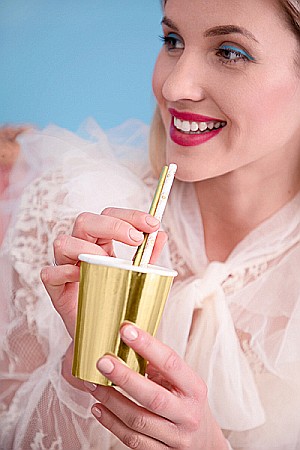 PD PAIE DIN HARTIE PENTRU BAUTURI metallic gold daisies, 19.5cm 10/set SPP14M-019 [3]