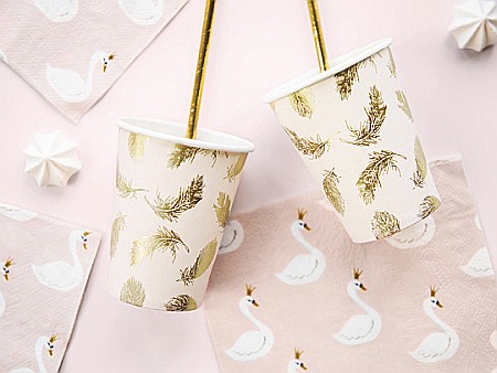 Farfurii/ Pahare/ Servetele/ Paie/ Tacamuri - PD PAHARE CARTON Lovely Swan, 220ml 6/SET KPP22-EU3