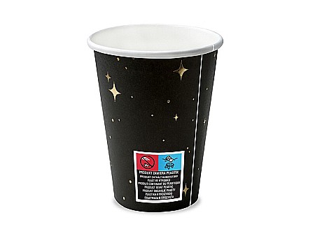 PD PAHAR CARTON NEGRU CU STELUTE AURII 6/SET 260ML KPP27-010-EU1 [2]