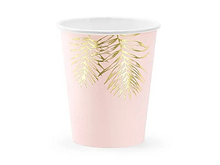 ARTICOLE PARTY - PD PAHARE CARTON, Cups Leaves, light pink, 220ml 6/SET KPP54-081J-EU3
