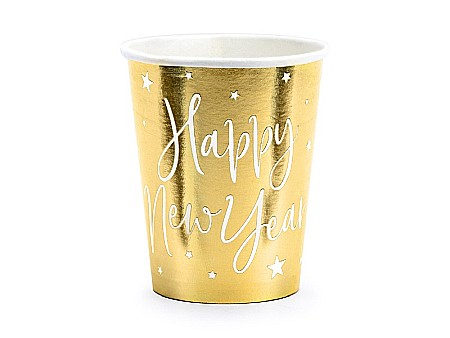 PD PAHAR CARTON Happy New Year, gold, 220ml 6/SET  KPP64-019M-EU1 [1]