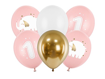 ARTICOLE PARTY - PD BALOANE Balloons 30 cm, One year, Pastel Pale Pink 6/set SB14P-322-081J-6