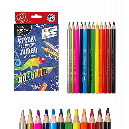 DE CREIOANE COLORATE TRIUNGHIULARE JUMBO 12/SET KIDEA KTG12KA [2]