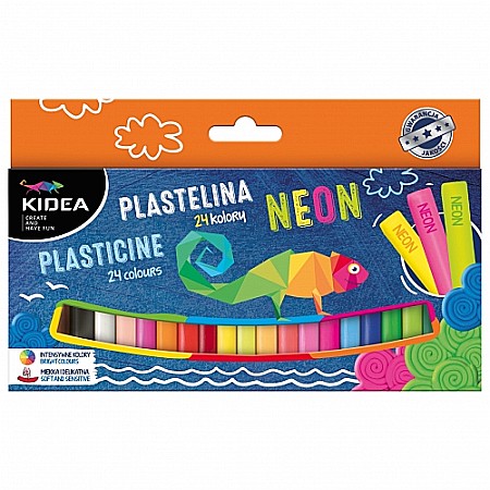 RECHIZITE SCOLARE - DE PLASTILINA 200GR 24 CULORI KIDEA NEON PMIX24KA