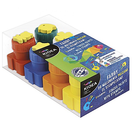 Kit Pictura - DE TEMPERA PENTRU DEGETE CU STAMPILE 8 CULORI KIDEA FDPS8KA