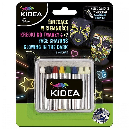Machiaj, Tatuaje, Masti bal - DE SET CREIOANE PICTURA PE FATA GLOWING IN THE DARK 8 CULORI KIDEA KDT8SKA