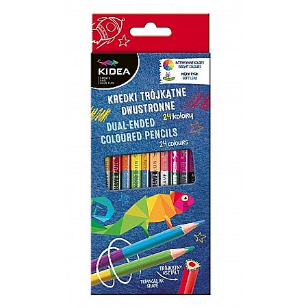 RECHIZITE SCOLARE - DE CREIOANE COLORATE TRIUNGHIULARE 2 CAPETE 12/SET KIDEA KTD24KKA