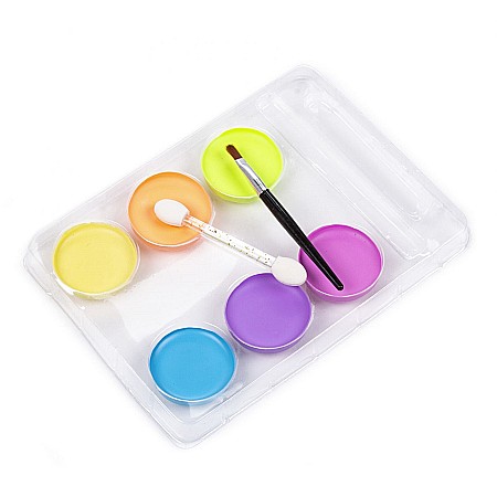 DE SET PICTURA PE FATA CU PENSULA SI APLICATOR 6 CULORI PASTEL KIDEA FDTP6KA [1]