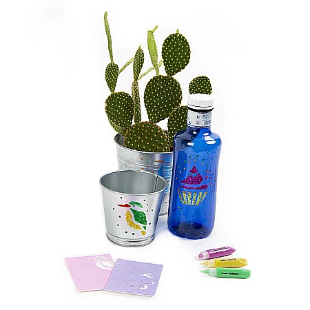 DE MARKERE CU VOPSEA ACRILICA 10 CULORI GLITTER + SABLOANE KIDEA MAB10KSKA [2]