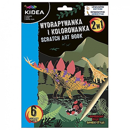 Carti de Colorat - DE CARTE DE COLORAT SCRATCH ART BOOK 6 COLI DINOZAURI KIDEA WKCKA