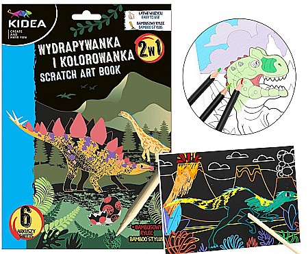 DE CARTE DE COLORAT SCRATCH ART BOOK 6 COLI DINOZAURI KIDEA WKCKA [2]