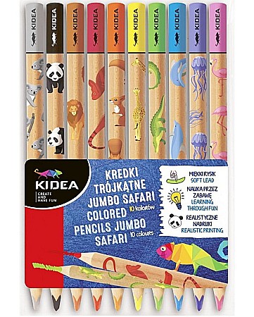 Creioane colorate - DE CREIOANE COLORATE JUMBO SAFARI 10 CULORI/SET KIDEA KTJS10KKA
