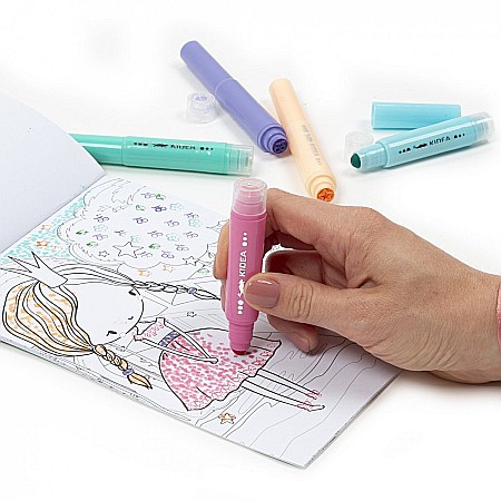 DE CARTE COLORAT PE PUNCTE ZANE + 5 MARKERE PASTEL CU STAMPILA KIDEA ZFMKSKWKA [2]