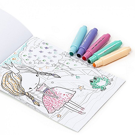 DE CARTE COLORAT PE PUNCTE ZANE + 5 MARKERE PASTEL CU STAMPILA KIDEA ZFMKSKWKA [4]