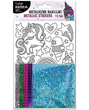 Seturi Creative pentru Copii - DE SET CREATIV CU STICKERE SI FOLII COLORATE METALIZATE UNICORN KIDEA MNZKUKA