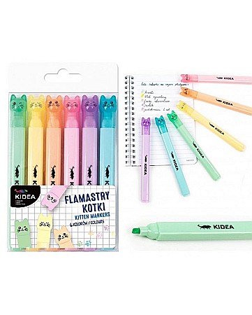 DE TEXTMARKER PISICI 6/SET CULORI PASTEL KIDEA FK6KKA [1]