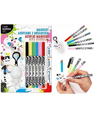 DE MARKER CU VOPSEA ACRILICA 6 CULORI/SET + BRELOC KIDEA MABBKA [1]