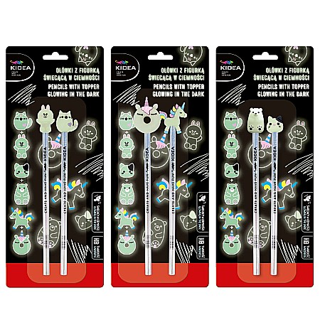 INSTRUMENTE DE SCRIS - DE CREION HB 2/SET ANIMALUTE GLOW IN THE DARK KIDEA OFS2KA